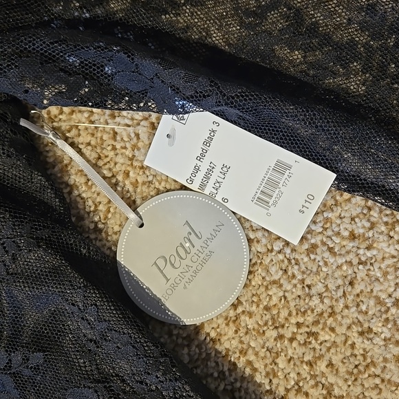 Pearl Georgina Chapman By Marchesa Elegant Black Lace Dress Sz 6 New - Picture 3 of 3